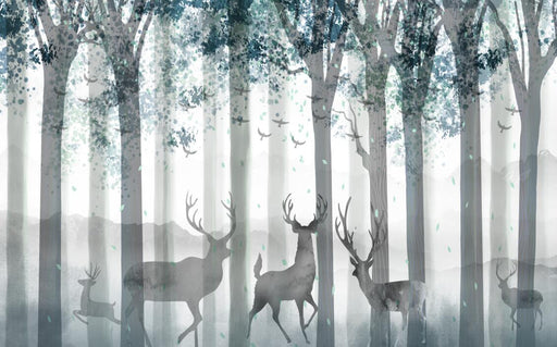 Forest Deer Shadow Wallpaper Mural | Natural and Quiet Wallpaper - Carving wallpaper