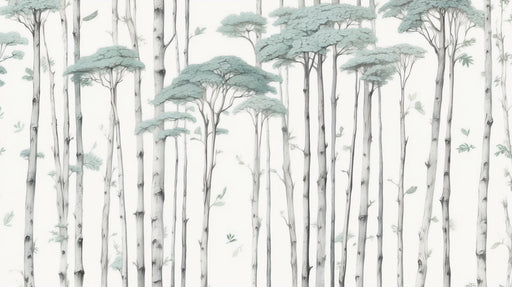 Forest Ink Painting Wallpaper Mural | Light Green - Carving wallpaper