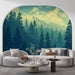 Forest Scenery Wallpaper Mural | Light Blue Tone Forest - Carving wallpaper
