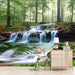 Forest stream theme wallpaper mural | surrounded by green trees to show the natural quiet - Carving wallpaper