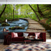 Forest Stream & Wooden Bridge Wallpaper Mural – Serene Nature Escape for Home Decor