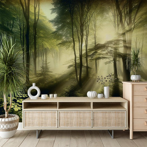 Forest Sunshine Wallpaper Mural | Forest Beam - Carving wallpaper