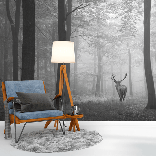 Forest Wallpaper Mural | Black and White Forest - Carving wallpaper
