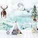 Forest Wallpaper Mural | Children's Theme Watercolor Style - Carving wallpaper