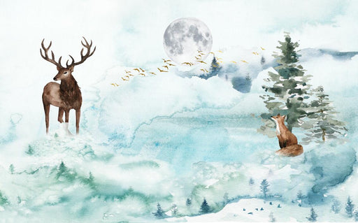 Forest Wallpaper Mural | Children's Theme Watercolor Style - Carving wallpaper