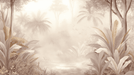 Forest Wallpaper Mural | Natural and Charming Beige - Carving wallpaper