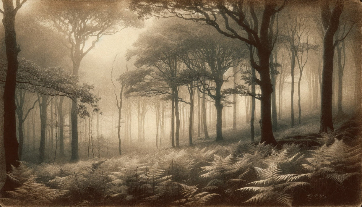 Forest Wallpaper Mural | Nostalgic Forest - Carving wallpaper