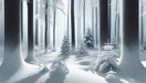 Forest Wallpaper Mural | Winter Snow Scene - Carving wallpaper