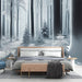 Forest Wallpaper Mural | Winter Snow Scene - Carving wallpaper