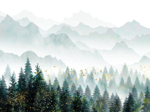 Forest Wallpaper Murals | Forest Mist Scenes Create a Tranquil Atmosphere - Carving wallpaper