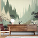Forest Wallpaper Murals | The silhouette of deer and neutral tones - Carving wallpaper