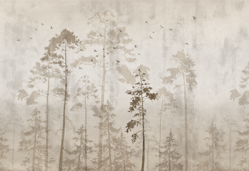 Forest wallpaper with modern and soft background - Carving wallpaper