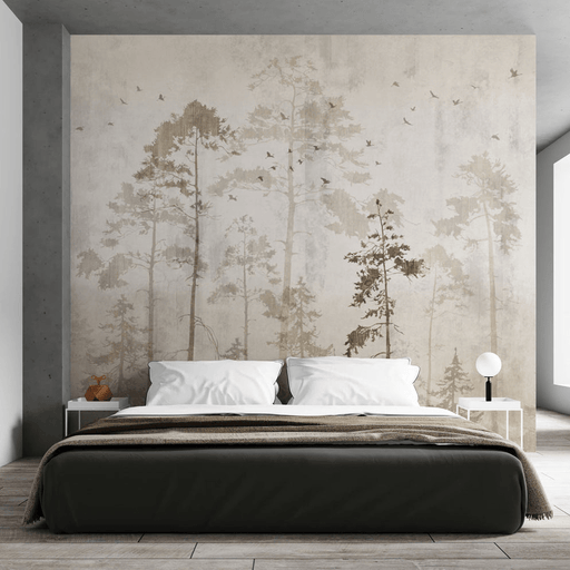 Forest wallpaper with modern and soft background - Carving wallpaper