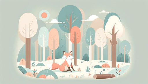 Fox Baby Wallpaper Mural | Multi Color Forest - Carving wallpaper