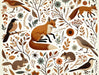 Fox Wallpaper Mural | Birds, Squirrels and Flowers, Children's Room - Carving wallpaper