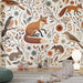 Fox Wallpaper Mural | Birds, Squirrels and Flowers, Children's Room - Carving wallpaper