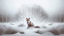 Fox Wallpaper Mural | Snowforest and Red Fox - Carving wallpaper