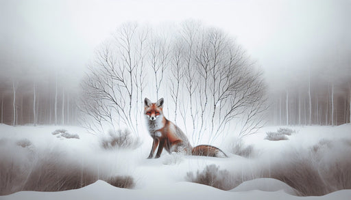 Fox Wallpaper Mural | Snowforest and Red Fox - Carving wallpaper
