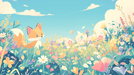 Fox Wallpaper | Sunshine Grassland Children's Fun Mural - Carving wallpaper