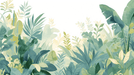 Fresh green plant wallpaper mural | Banana leaves to slender fern leaves - Carving wallpaper