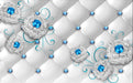 Gemstone mural wallpaper | Silver white inlaid with blue creates a noble atmosphere - Carving wallpaper