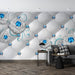Gemstone mural wallpaper | Silver white inlaid with blue creates a noble atmosphere - Carving wallpaper