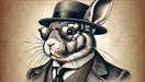 Gentleman Rabbit Art Style Wallpaper | Living Room and Bedroom Decorative Wall