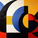Modern Geometric Wallpaper Mural: Bold Circles, Squares & Arcs | Blue, Yellow, Red Abstract Design