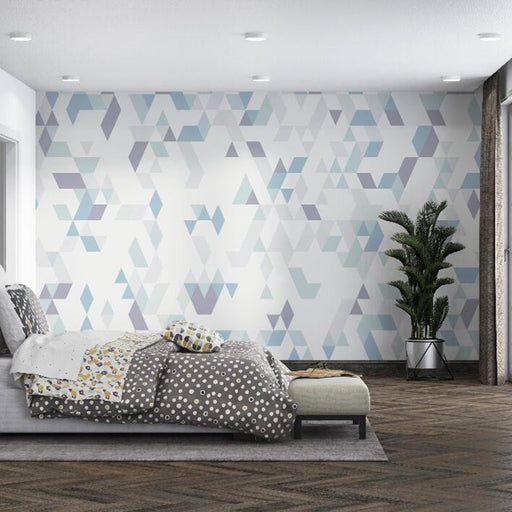 Geometric collage mural | Fresh toned geometric wallpaper - Carving wallpaper