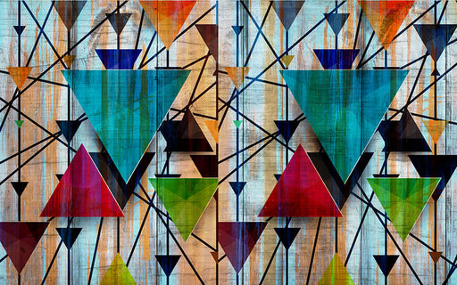 Geometric Color Triangle Wallpaper Mural | Pop Art Geometry - Abstract triangles, lines and bold colors for modern living spaces