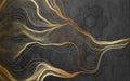 Geometric Line Wallpaper Mural | Black Gold Lines with Geometric Texture - Carving wallpaper