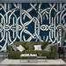 Geometric Line Wallpaper Mural | Blue and White Color Matching - Carving wallpaper