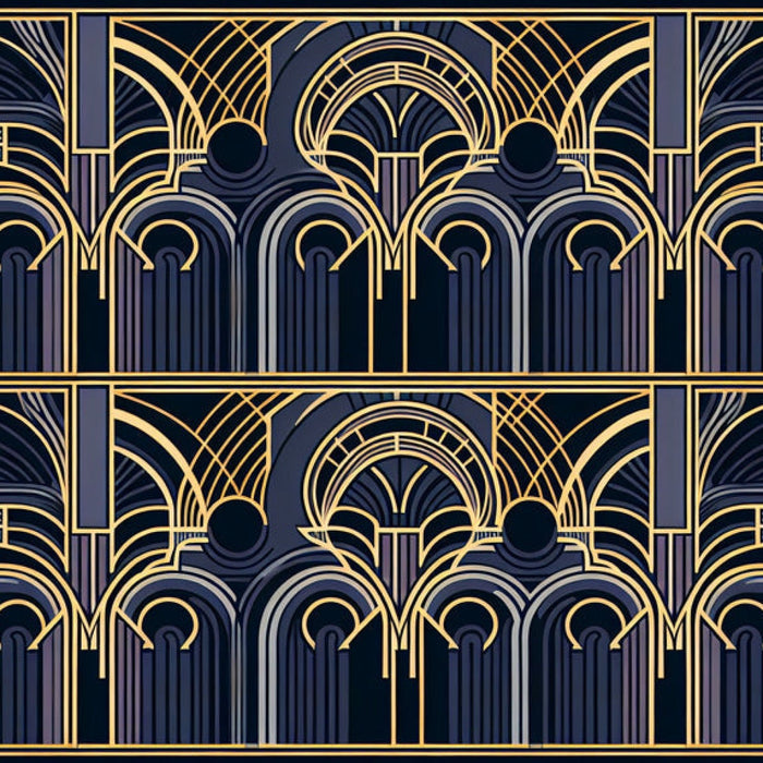 Geometric Line Wallpaper Mural | Blue Gold Color Matching - Carving wallpaper