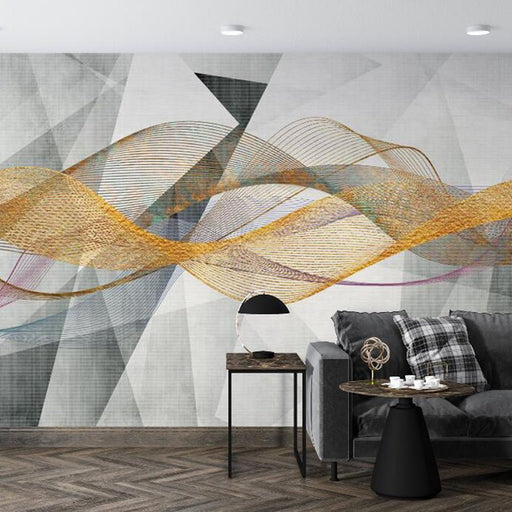 Geometric Line Wallpaper Mural | Geometric Line Interweaving, Brilliant and Dynamic - Carving wallpaper