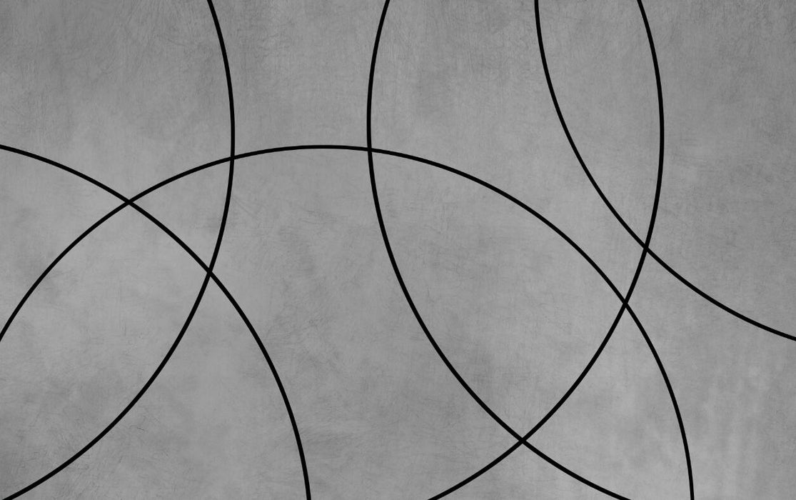 Geometric Line Wallpaper Mural | Grey Bottom Black Line Geometric Line - Carving wallpaper