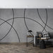 Geometric Line Wallpaper Mural | Grey Bottom Black Line Geometric Line - Carving wallpaper