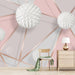 Geometric Line Wallpaper Mural | Pink Grey Geometric Spherical Wallpaper - Carving wallpaper