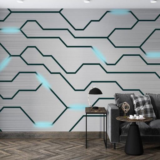 Geometric Line Wallpaper Mural | Silver Grey Bottom Geometric Line - Carving wallpaper