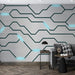 Geometric Line Wallpaper Mural | Silver Grey Bottom Geometric Line - Carving wallpaper