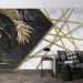 Geometric Line Wallpaper Mural | Tropical Plants with Geometric Marble - Carving wallpaper