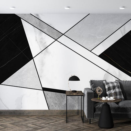 Geometric marble wallpaper mural | Geometric lines and stone patterns - Carving wallpaper
