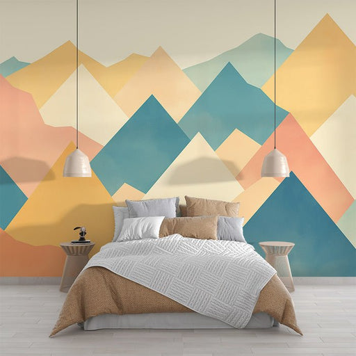 Geometric Mountain Wallpaper Mural | Colorful Mountains - Carving wallpaper