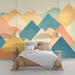 Geometric Mountain Wallpaper Mural | Colorful Mountains - Carving wallpaper