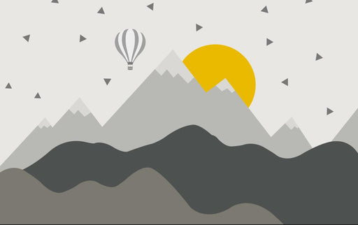 Geometric Mountain Wallpaper Mural | Mountain and Sunset Baby Room - Carving wallpaper