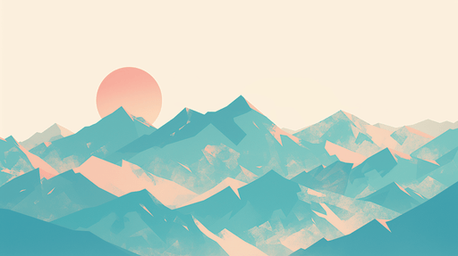 Geometric Mountain Wallpaper Mural | Orange Red Sunset - Carving wallpaper