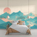 Geometric Mountain Wallpaper Mural | Orange Red Sunset - Carving wallpaper