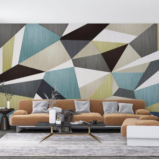 Geometric mural wallpaper | Colorful geometric splicing wallpaper - Carving wallpaper