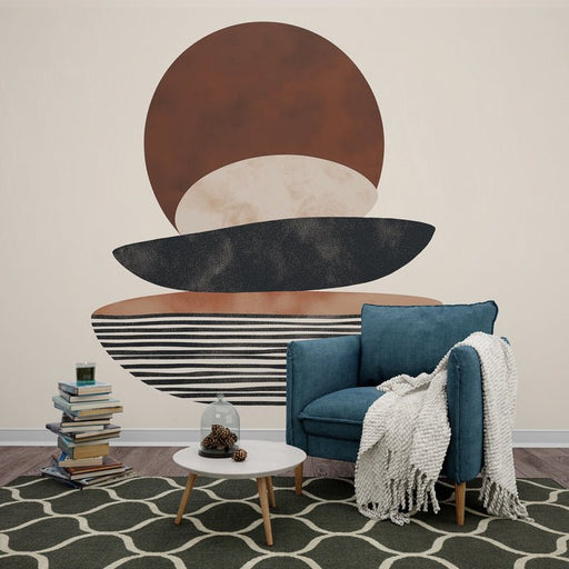 Geometric Shape Abstract Wallpaper Mural | Combination of Circle and Ellipse - Carving wallpaper
