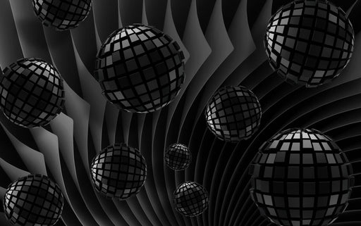 Geometric Sphere Wallpaper Mural | Black Grey Geometric Sphere Dynamic Wallpaper - Carving wallpaper