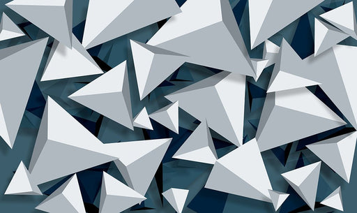 Geometric Triangle Mural | Blue and White Polygon Wallpaper - Carving wallpaper
